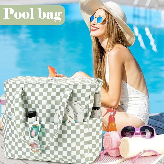 LEDAOU Beach Bag Waterproof Sandproof Women Tote Bag Pool Bag - Image 2