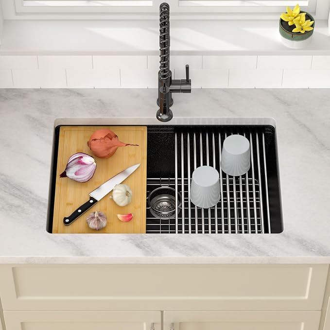 Dcolora 28 Inch Matte Black Undermount Kitchen Sink Single Bowl Modern Sink - Image 2