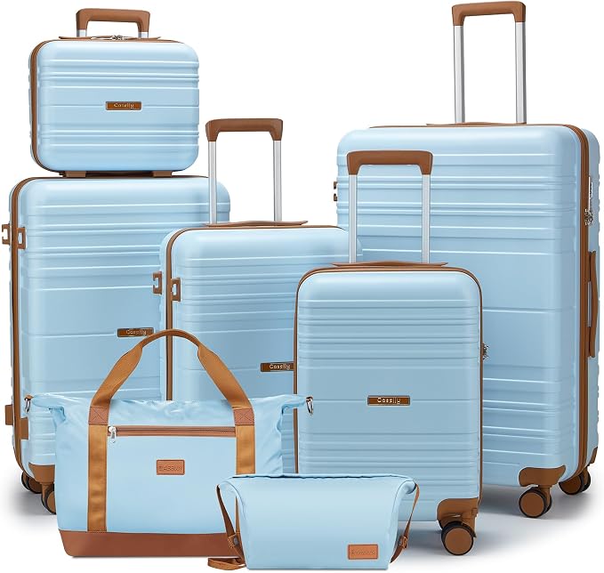 Luggage Sets with spinner wheels, PC+ABS Hard Shell Travel Luggage, Lightweight by Unknown