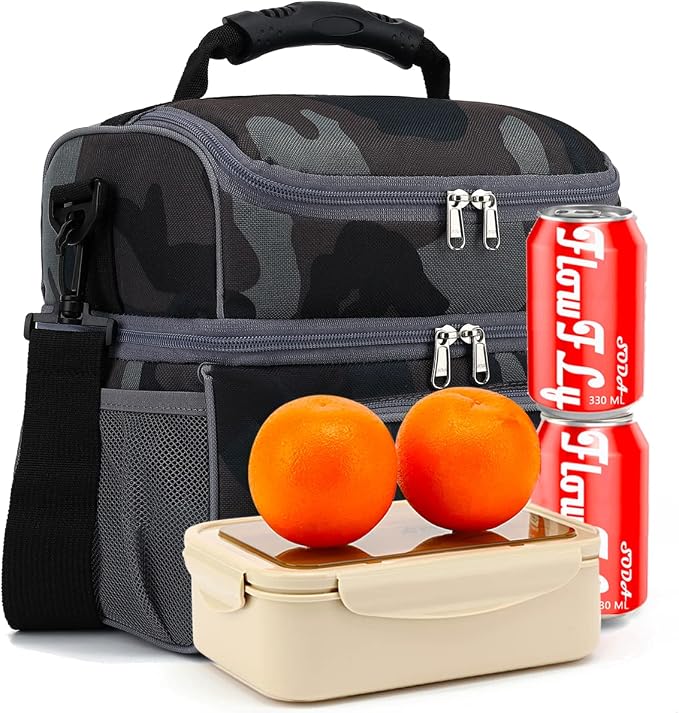 FlowFly Double Layer Cooler Insulated Lunch Bag Adult Lunch Box Large Tote Bag - Image 8