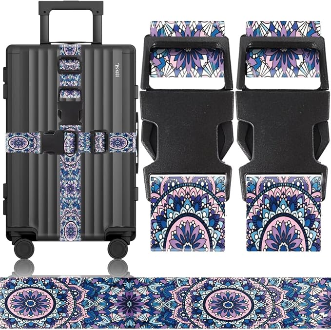 2 Pack Luggage Straps for Suitcases Adjustable Luggage Belt TSA Approved by Unknown