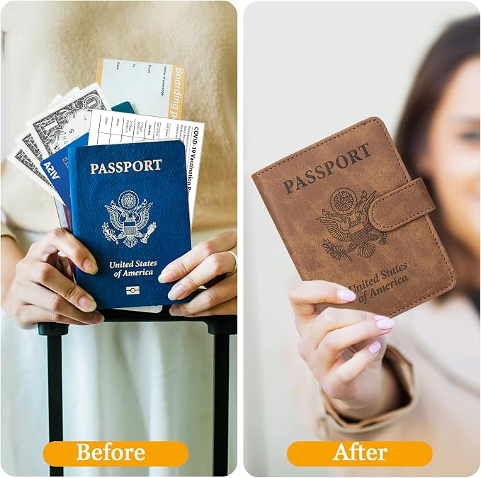 TIGARI Passport Holder for Travel Women Men, PU Leather Waterproof RFID - Image 6