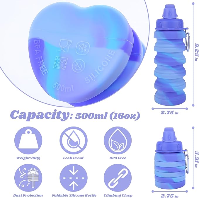 Collapsible Water Bottle for Adults, Reusable Silicone Foldable Water Bottles - Image 3