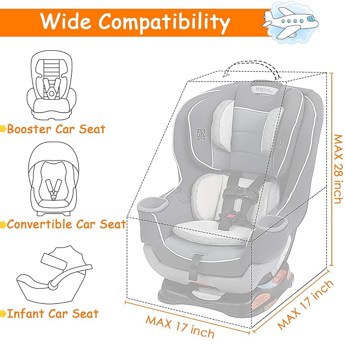 YOREPEK Car Seat Travel Bag, Padded Car Seats Backpack - Image 3
