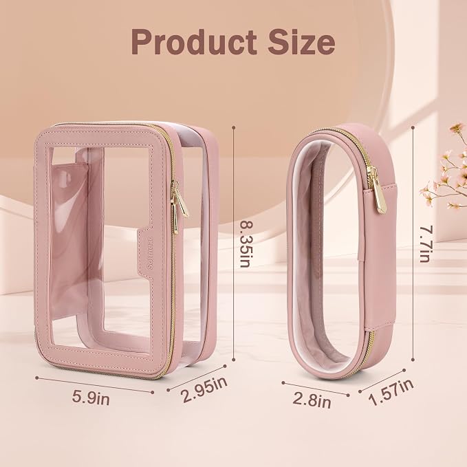 Travel Clear Makeup Bag with Makeup Brush Bag, Leather Makeup Case Toiletry Bag - Image 5