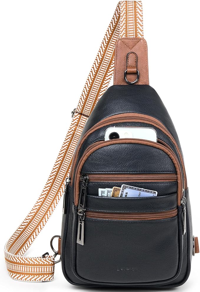 Sling Bag for Women Crossbody Fanny Pack Belt Bag Sling Purse Vegan Leather by Leresas