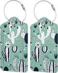 2 Pack Cute Cactus Green Suitcase Tags Identifiers Unique Leather Luggage Tags by SNAPMADE