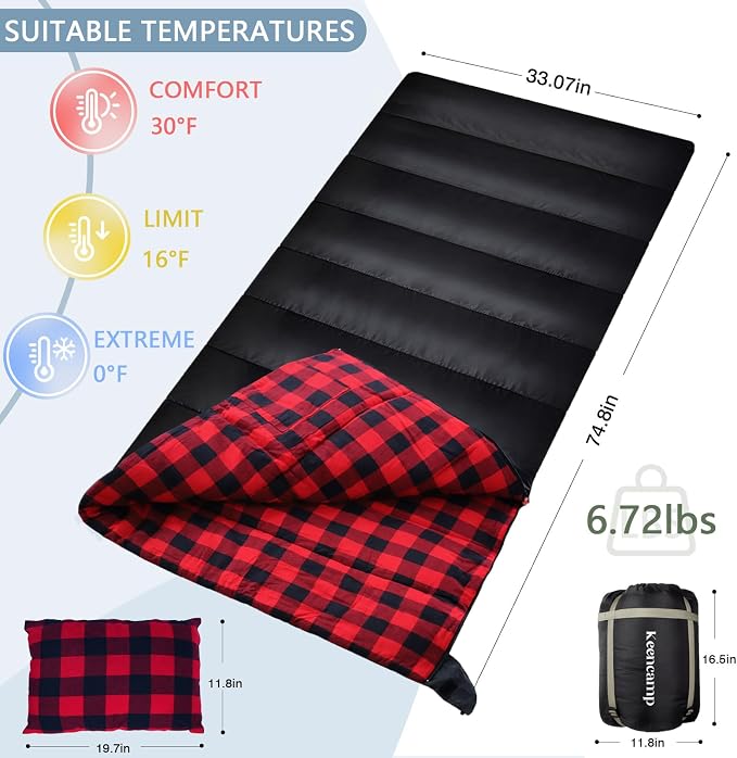 0 Degree Sleeping Bag Cotton Flannel Winter Cold Weather - Image 2