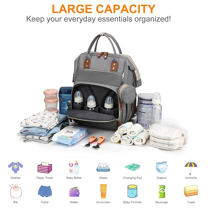 Diaper Bag, Backpack with Changing Station, Waterproof Baby Bag - Image 2