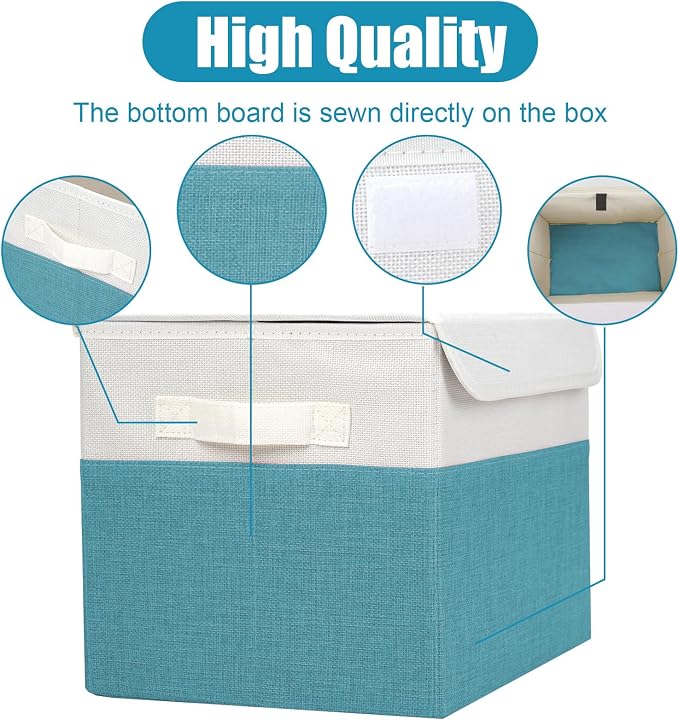 Large 22 Quart Linen Fabric Foldable Storage Bin Cube Organizer Basket - Image 5
