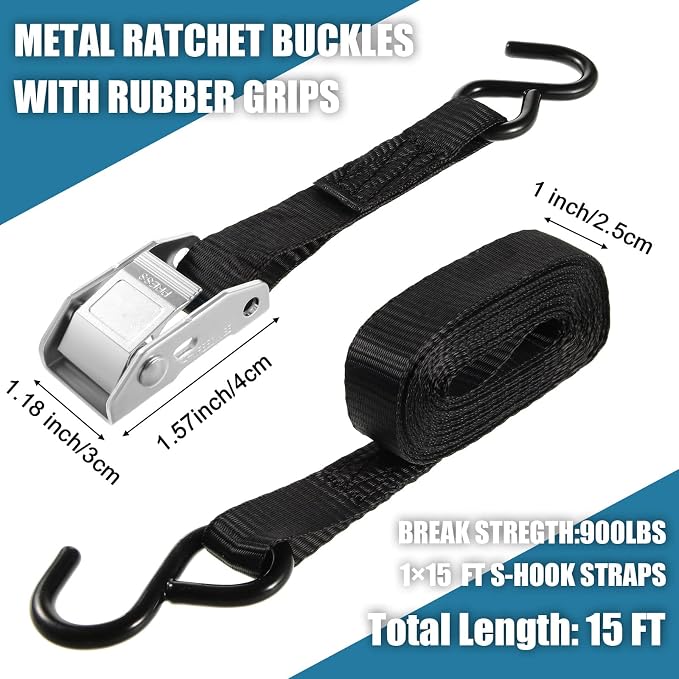 16 Pcs Cambuckle Tie Down Straps 1763lbs Break Strength Securing Straps 1'' x - Image 2