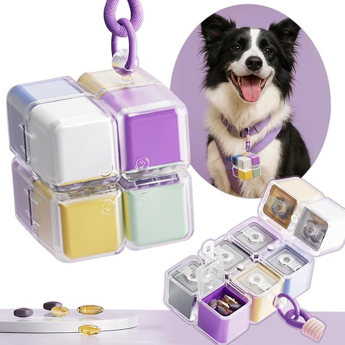 Purse Pill Organizer, Magnetic Cube Cute Pill Box, Pill Compact by BYMIEMIE
