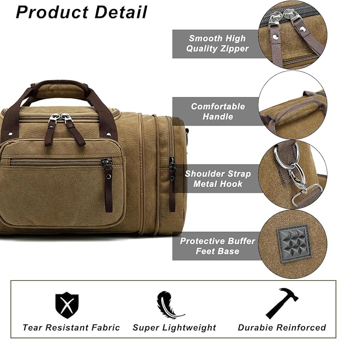 Felipe Varela Duffle Bag for Men, Expandable Canvas Duffel Bag for Travel - Image 3