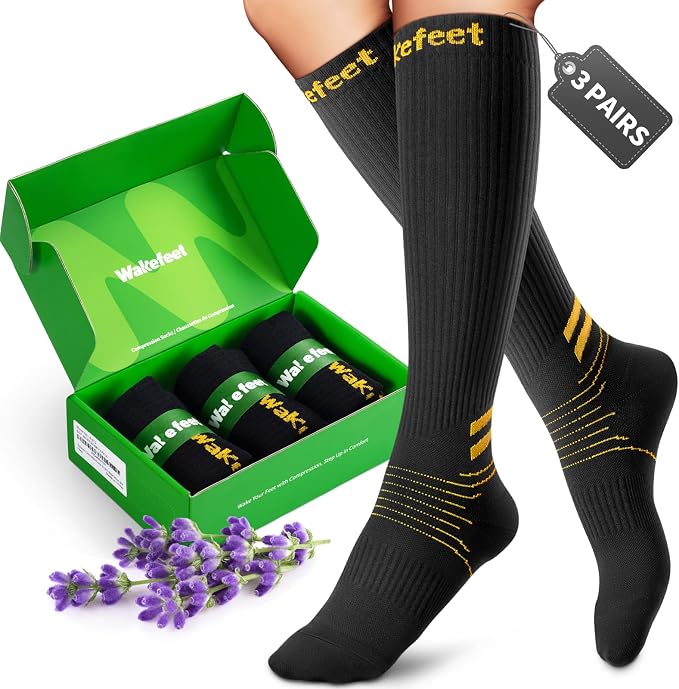 Compression Socks for Women Men 3 Pairs, Compression Stockings, Fragrance by Wakefeet