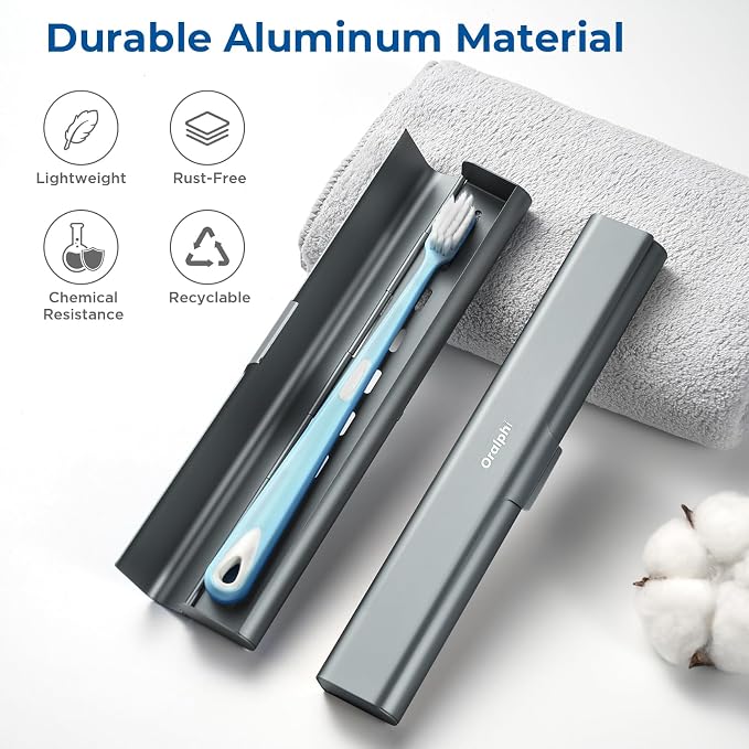 Aluminum Toothbrush Travel Case, Portable Travel Toothbrush Holder, Durable - Image 2