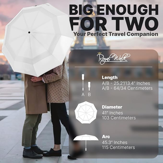 Royal Walk Windproof Folding Travel Umbrella Compact and Strong Luxurious Real - Image 2