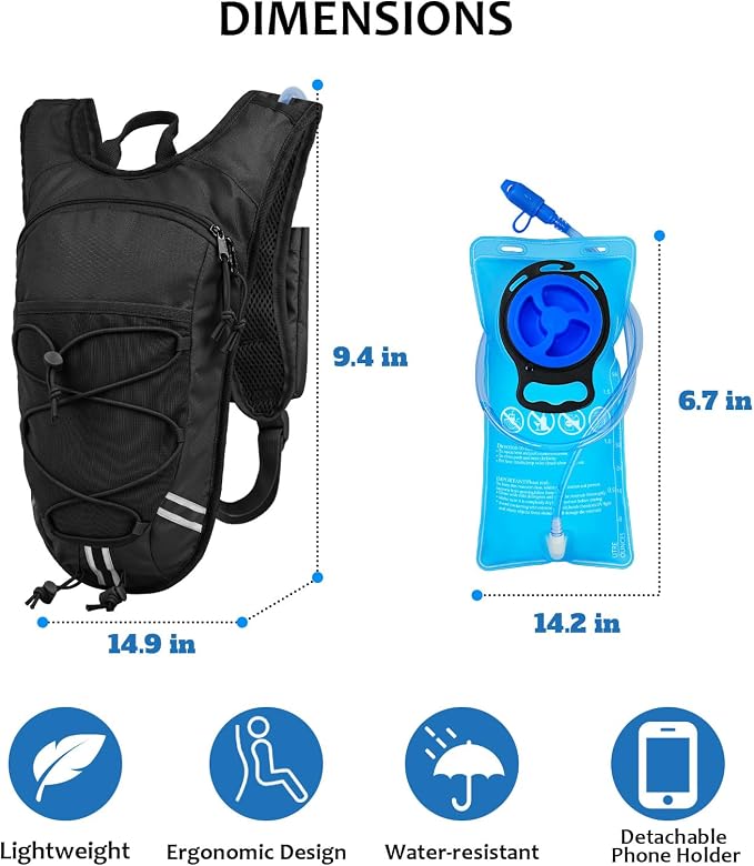Lightweight Hydration Backpack 2L Water Bladder Pack - Image 2