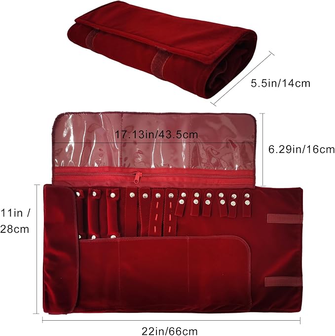 Velvet Travel Jewelry Case Roll Bag Organizer - Image 3