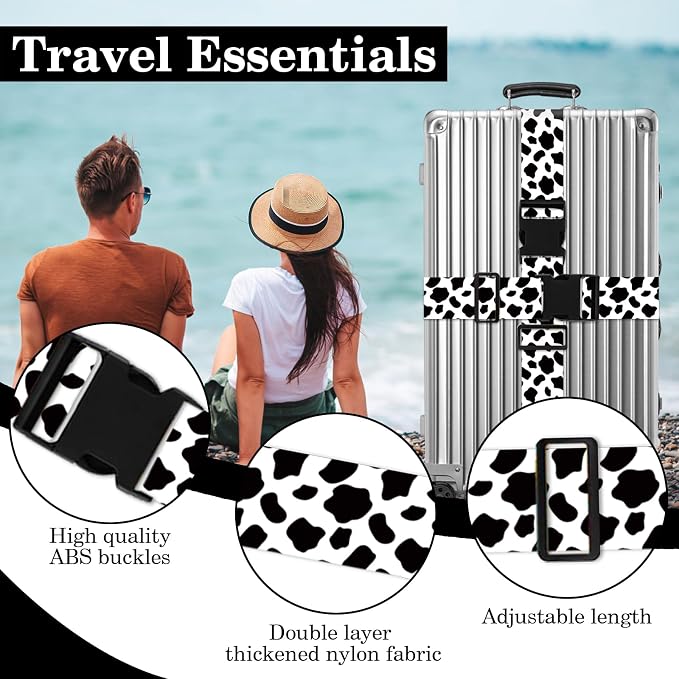 Cow Print Luggage Straps for Suitcases TSA Approved, Luggage Identifiers for - Image 3