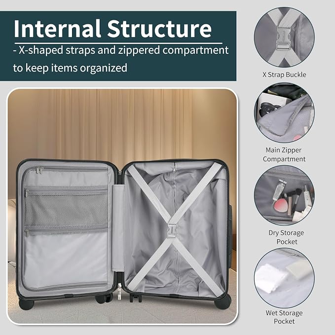 5-Piece Luggage Set, Lightweight ABS+PC Hard Shell Suitcase - Image 5