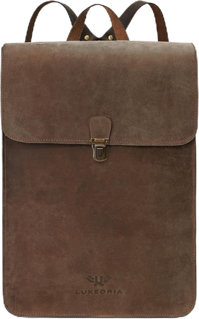 Genuine Leather Backpack for Men and Women, Minimalistic Leather Backpack by Luxeoria