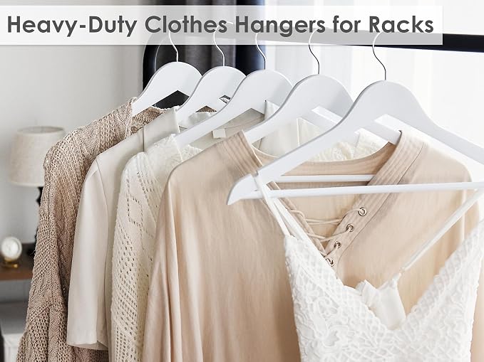 StorageWorks White Wooden Hangers, 30 Pack Wood Hanger - Image 5