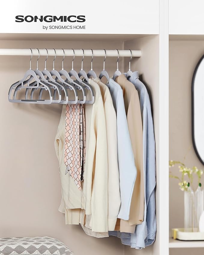 SONGMICS Pack of 30 Coat Hangers, Space-Saving Plastic Clothes Hangers - Image 2