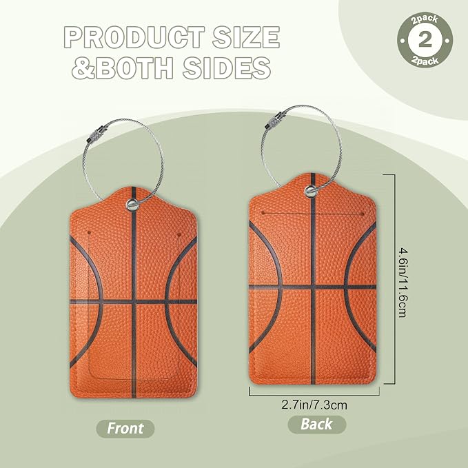 2 Pcs Basketball Texture Luggage Tags, Cruise Luggage Tag - Image 2