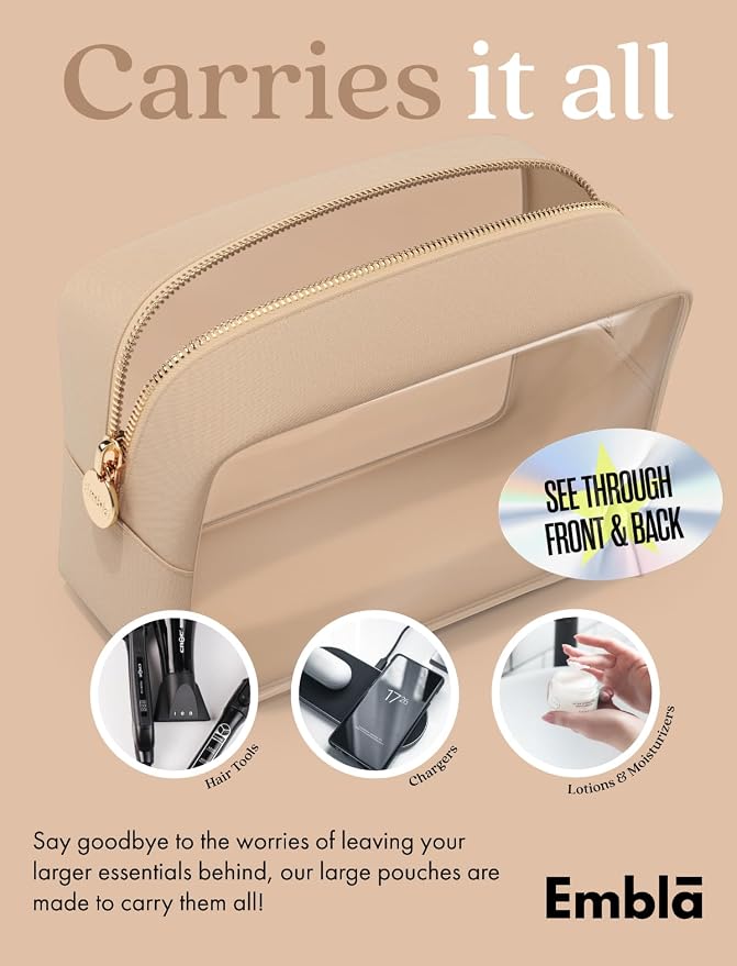 Clear Makeup Bag Zipper Pouch, Transparent Cosmetic Case Organizer, TSA - Image 4