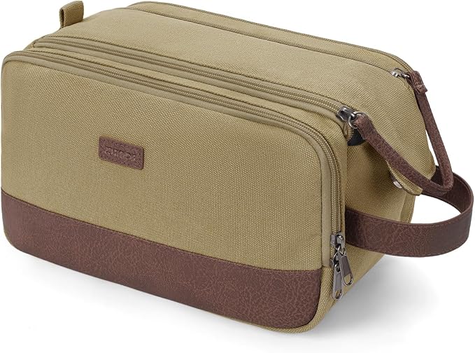 WANDF Toiletry Bag for Men Travel Toiletry Organizer Canvas and Leather Dopp by WANDF