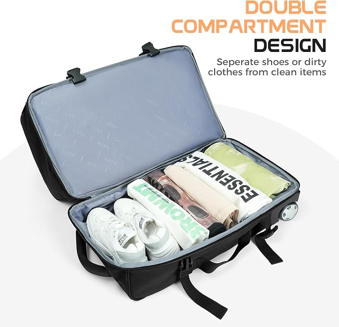 Rolling Duffle Bag with Wheels, Large Travel Duffel Bag with Shoe Compartment - Image 4