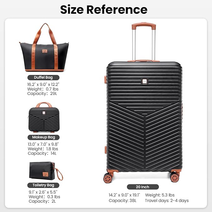 Hoteel 4 Piece Luggage Set Carry on ABS+PC Hard Shell Suitcase - Image 3