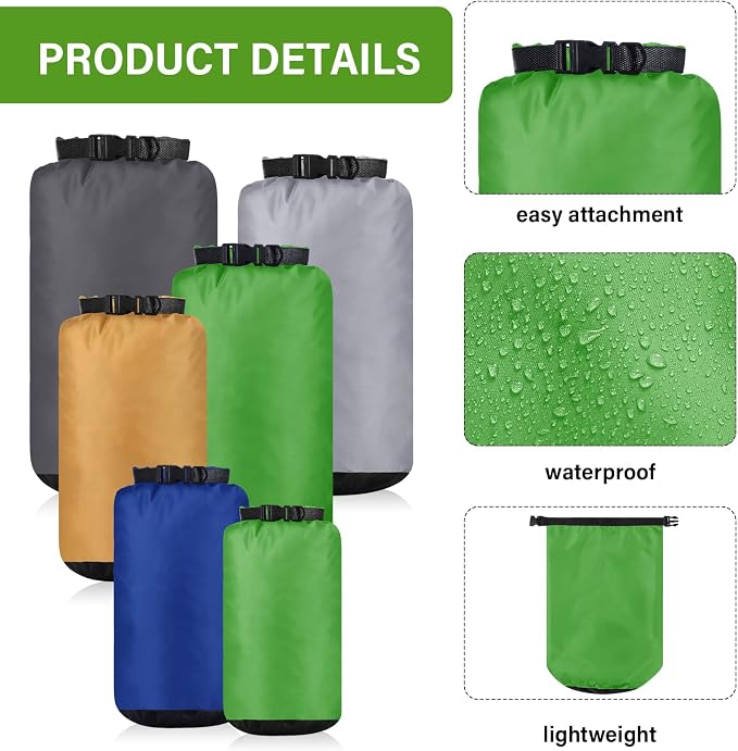 6 Pcs Waterproof Dry Bag Sack Lightweight Outdoor Dry Bags 35 L, 20 L, 15 L - Image 3