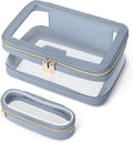 Travel Clear Makeup Bag with Makeup Brush Bag, Leather Makeup Case Toiletry Bag by Soimeat