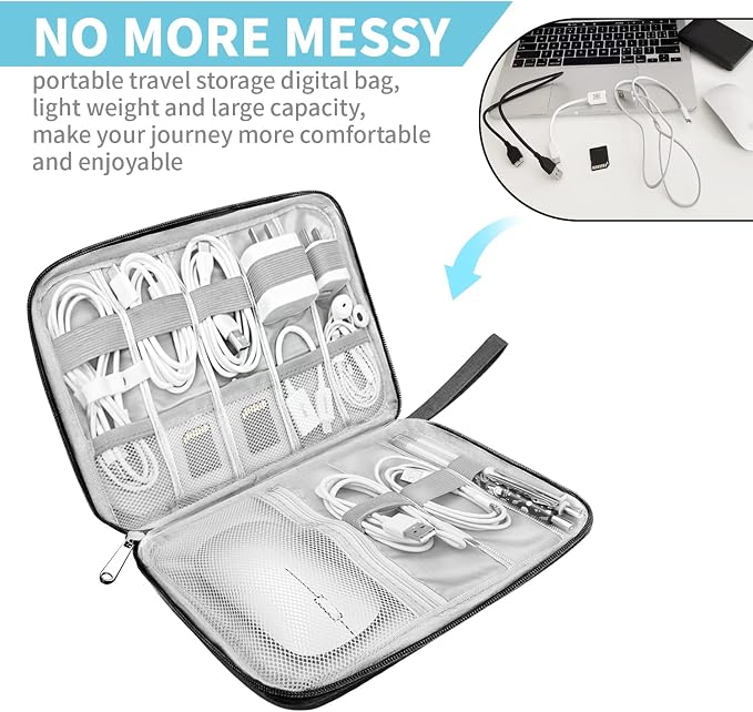 Electronics Organizer Travel Case, Electronic Accessories Storage Bag, Travel - Image 2