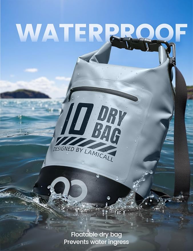 Lamicall Dry Bag Waterproof Backpack - 5L/10L/20L/30L/40L Roll Top Waterproof - Image 3