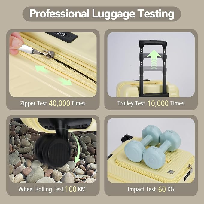20 Inch Luggage with Spinner Wheels, Expandable Front Opening Suitcase 100% PC - Image 6