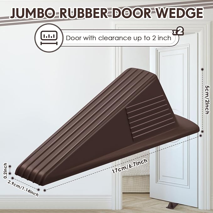 Frienda 2 Pcs Jumbo Door Stoppers Heavy Duty Door Stopper Tall up to 2inch Tall - Image 2