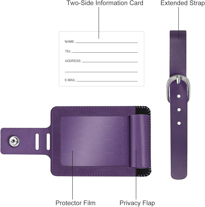 FINTIE 2 Pack Luggage Tags, Leather Name ID Labels - Image 3