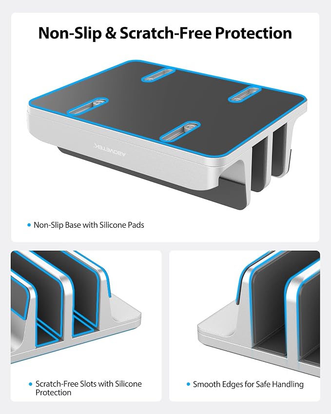 AboveTEK Vertical Laptop Stand, 3 Slots Aluminum Desk Laptop Holder & Laptop - Image 6