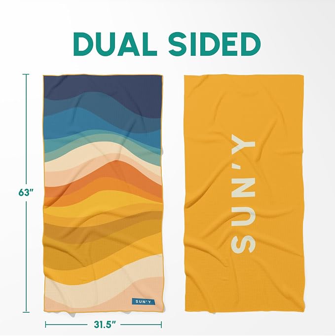SUN'Y Waffle Microfiber Beach Towel – Sand Free, Quick Dry, Ultra Absorbent - Image 6