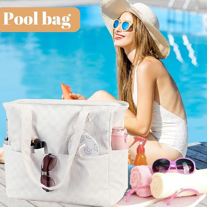 LEDAOU Beach Bag Waterproof Sandproof Women Tote Bag Pool Bag - Image 2