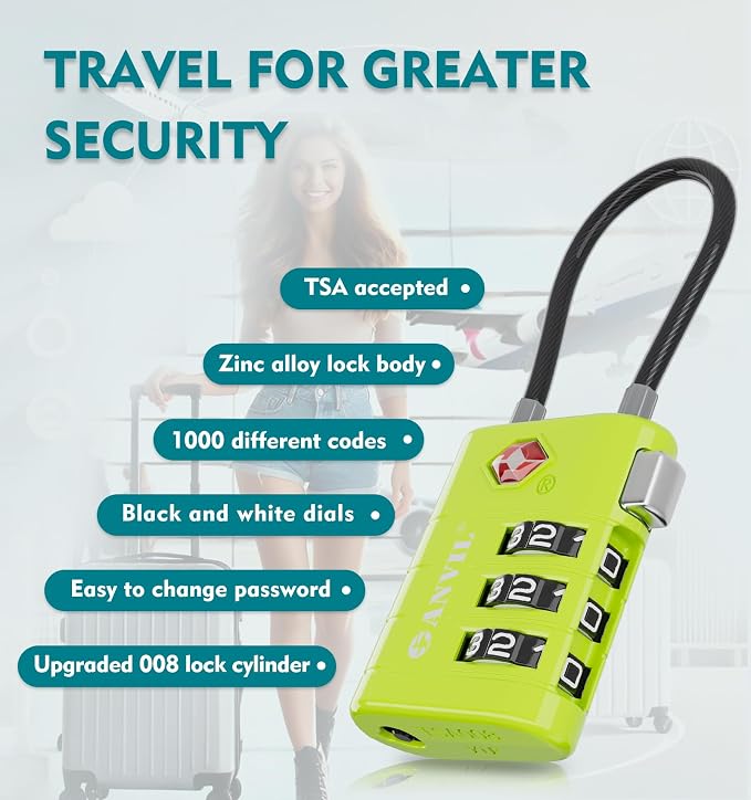 ANVIL TSA Approved Luggage Locks – High Security TSA008 Combination Travel Locks - Image 5