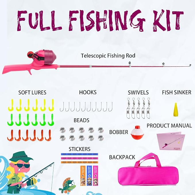 Kids Fishing Pole, Telescopic Fishing Rod, Toddler Collapsible Fishing Rod and - Image 8
