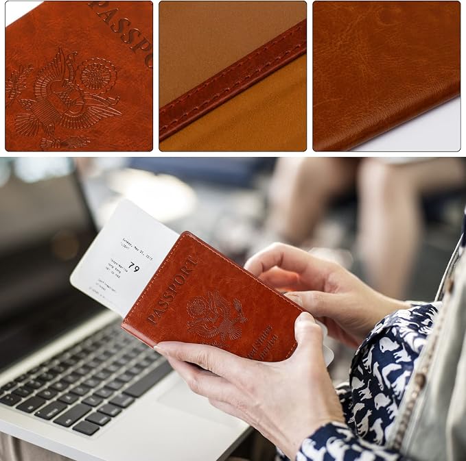 TIGARI Passport Holder for Travel Women Men, PU Leather Passport Wallet Cover - Image 4