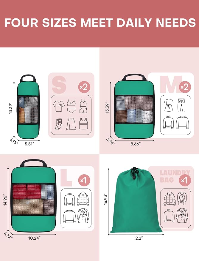 6 PCS Set Compression Packing Cubes - Image 2