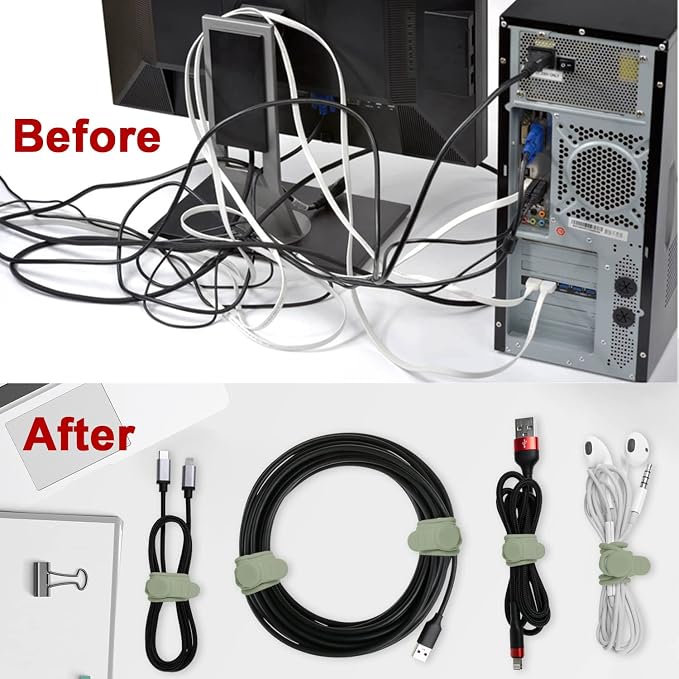 Nearockle 16Pcs Silicone Cable Straps Wire Organizer - Image 3