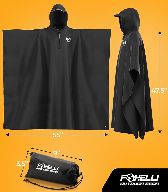 Foxelli Rain Poncho for Adults – Extra Long Reusable Waterproof Raincoat - Image 7