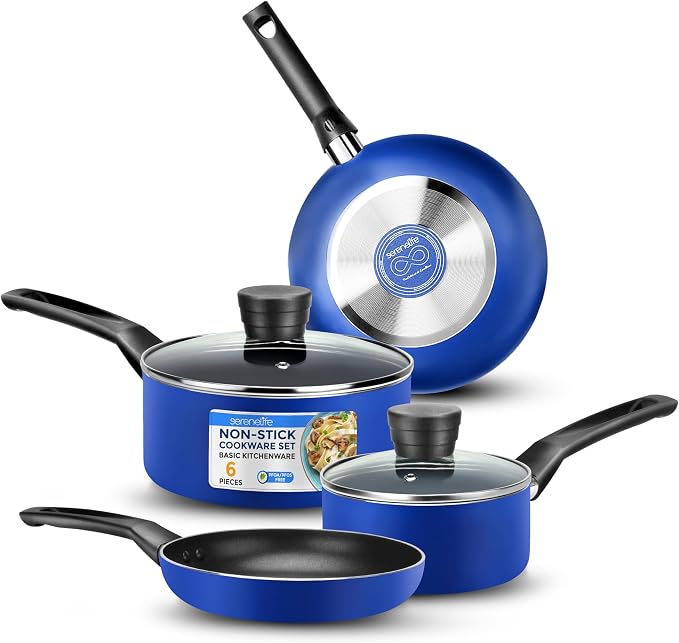 SereneLife Kitchenware Pots & Pans Basic Kitchen Cookware, Heat Resistant by SereneLife