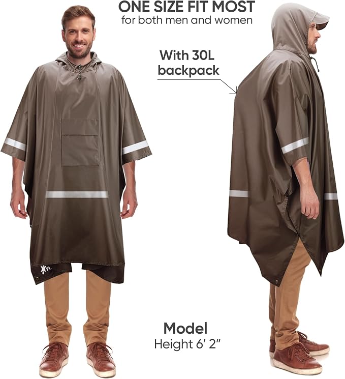 PTEROMY Hooded Rain Poncho for Adult - Image 4